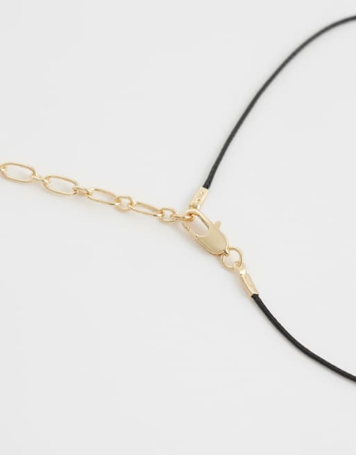 ASOS DESIGN corded necklace with small molten pendant in gold tone, 3 of 4