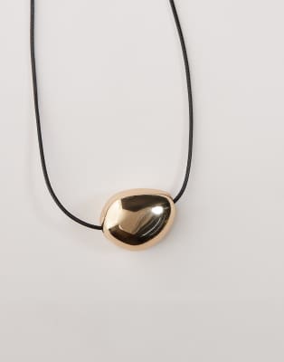 Asos Design Corded Necklace With Statement Stone Detail-gold In Gold