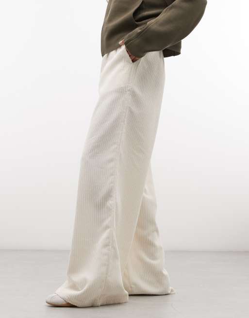 ASOS DESIGN Cordhose mit elastischem Bund und weitem Bein in Eggnog, 2 von 5