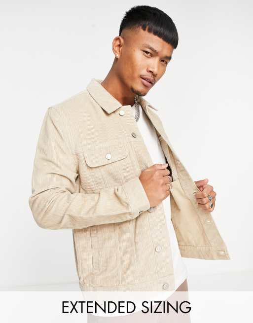 ASOS DESIGN – Cordjacke in normaler Passform in Stein