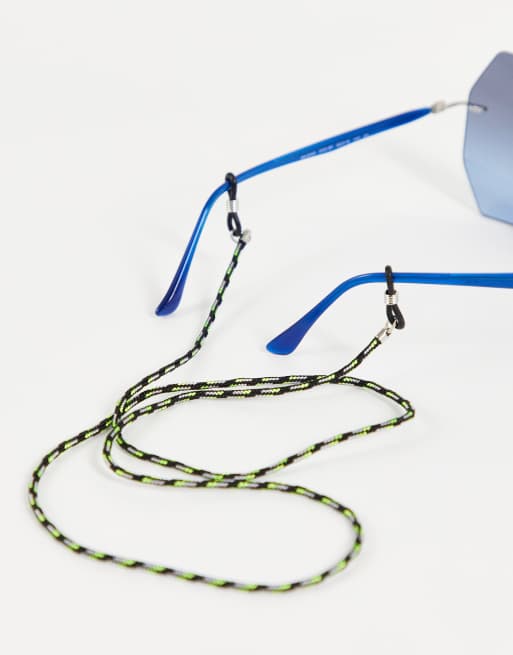 ASOS DESIGN - Cordon pour lunettes de soleil style festival à finitions fluo - Noir  , 2 de 4