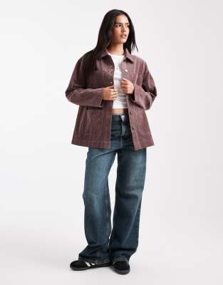 Asos Design Corduroy Barn Jacket In Brown