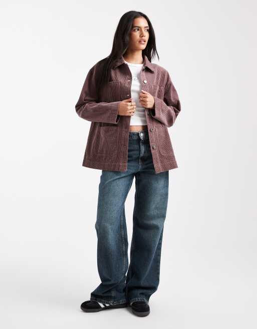 ASOS DESIGN corduroy barn jacket in mocha, 2 of 4