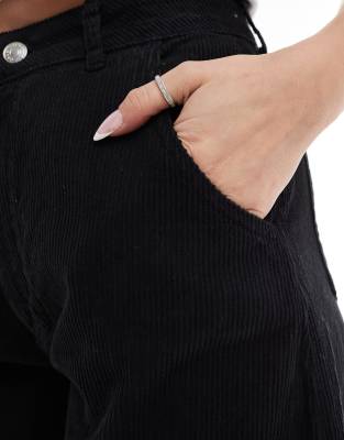 Asos Design Corduroy Barrel Leg Pants In Black
