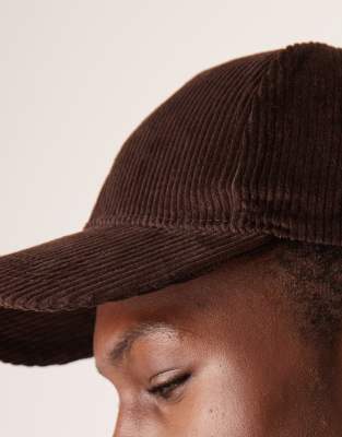 Asos Design Corduroy Baseball Cap In Brown