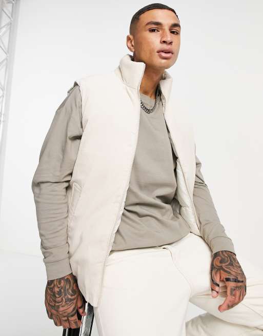 ASOS DESIGN - Corduroy bodywarmer in ecru