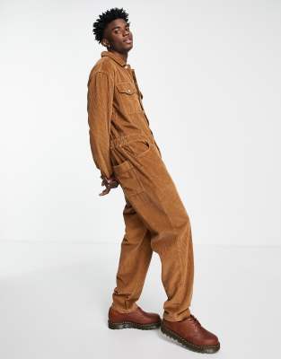 ASOS DESIGN corduroy boilersuit in brown - ASOS Price Checker