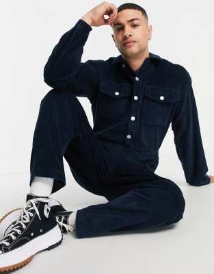 ASOS DESIGN corduroy boilersuit in navy - ASOS Price Checker