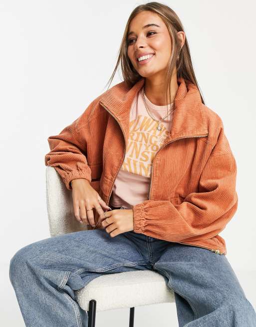 ASOS DESIGN - Corduroy bomberjack in roestbruin 