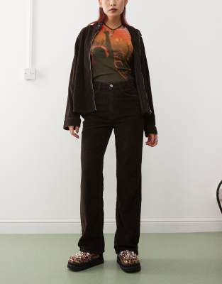 Asos Design Corduroy Flared Jeans In Brown-orange