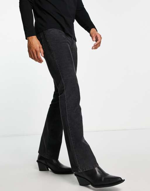 ASOS DESIGN corduroy flared jeans in washed gray