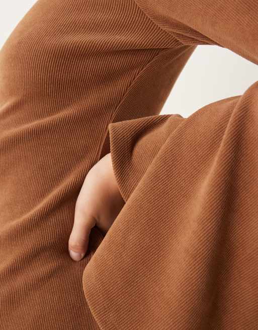 ASOS DESIGN corduroy flared sleeves mini dress in ginger