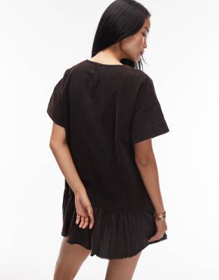 Asos Design Corduroy Hybrid T-shirt Mini Dress In Black