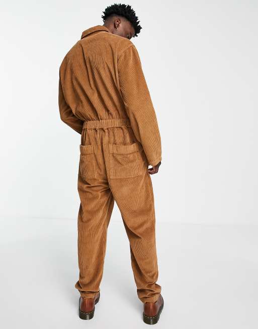 ASOS DESIGN corduroy jumpsuit in brown