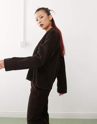 Asos Design Corduroy Moto Jacket In Brown-orange
