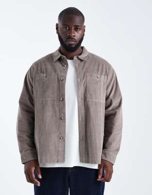 Asos Design Corduroy Overshirt In Brown