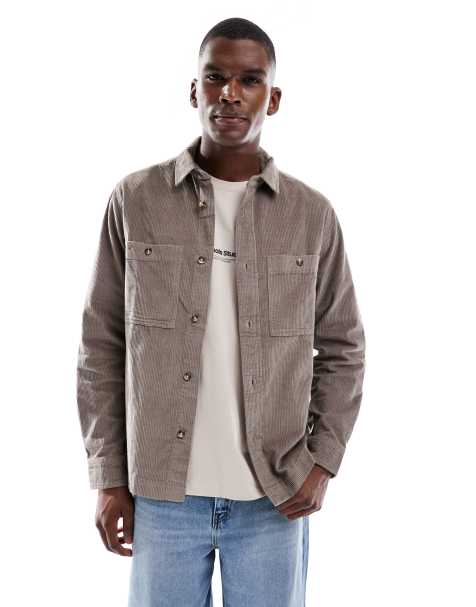 ASOS DESIGN corduroy overshirt in beige - view 1
