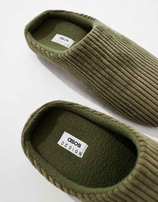 ASOS DESIGN - Corduroy pantoffels in kakigroen, 2 van 4