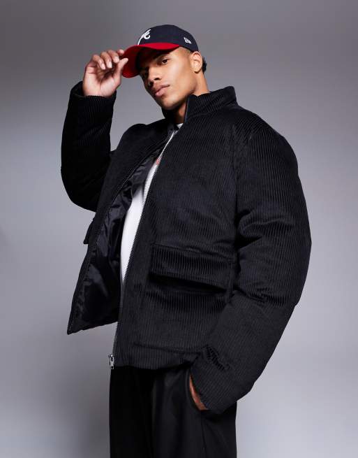 Black corduroy puffer best sale