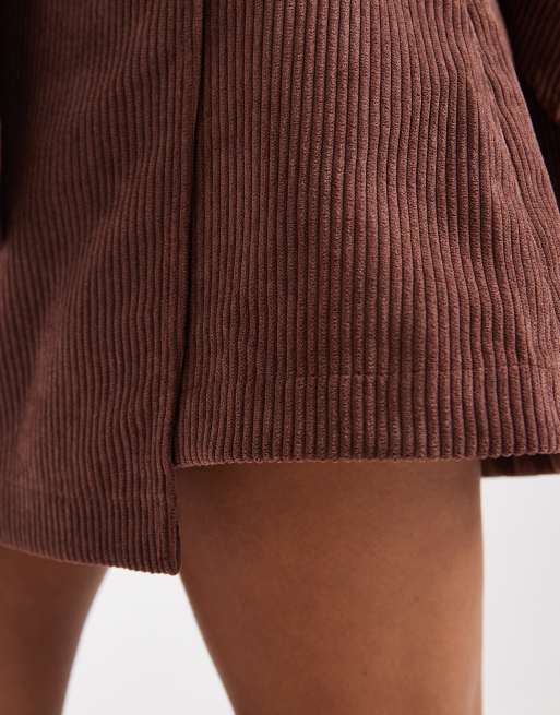 ASOS DESIGN - Corduroy rok met overslag in bruin, deel van co-ord set, 4 van 5