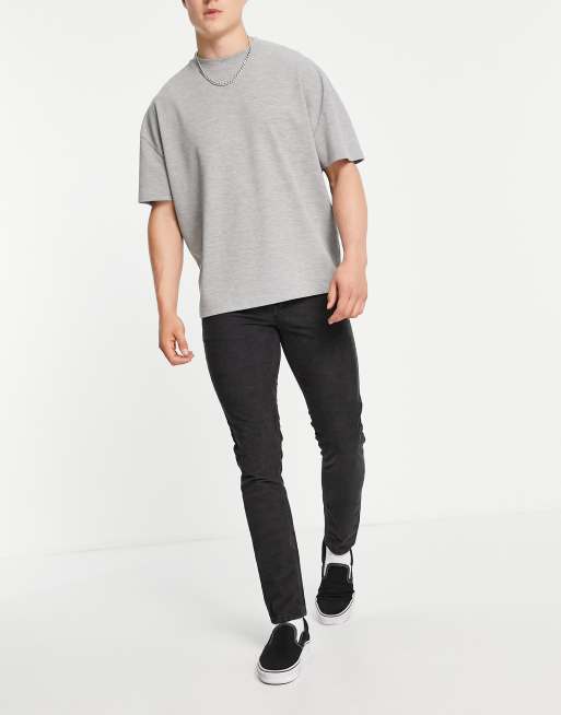 ASOS DESIGN corduroy skinny jeans in dark gray