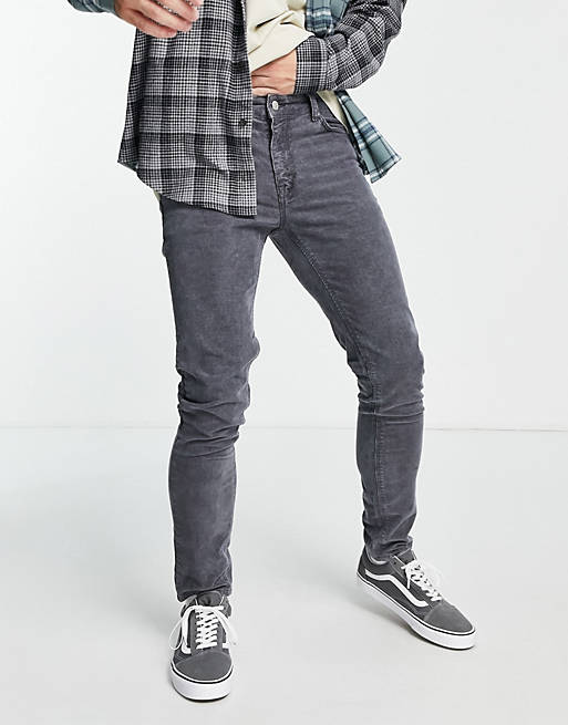ASOS DESIGN corduroy skinny jeans in mid gray | ASOS