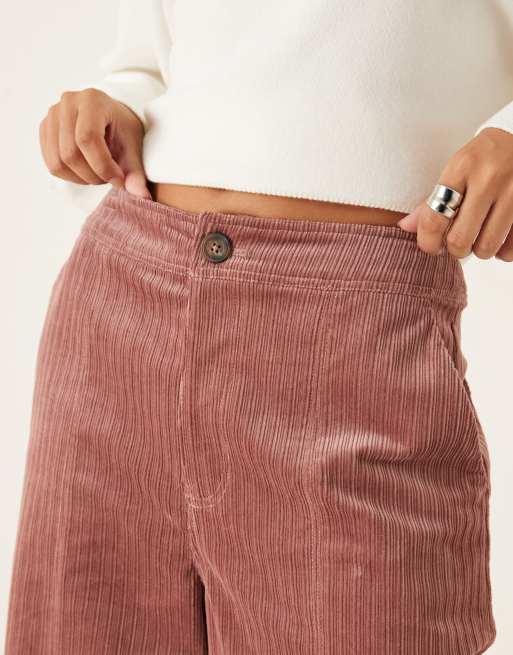 ASOS DESIGN corduroy wide leg ankle grazer pants in rose, 2 of 5