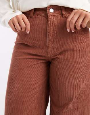 Asos Design Corduroy Wide Leg Pants-brown In Brown