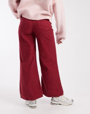 Asos Design Corduroy Wide Leg Pants-purple In Brown