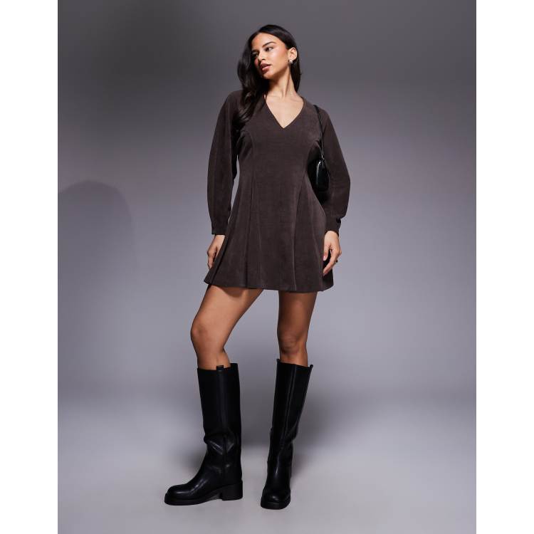 knee length dresses for ladies Rent ASOS Luxe Fluffy Knit Mini Dress With Dramatic Bow In Baby Blue main image 1