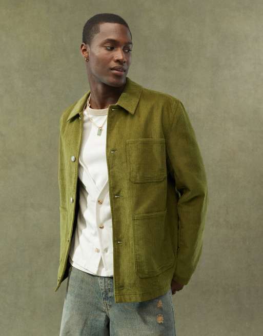 ASOS DESIGN corduroy worker jacket in green ASOS