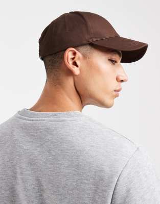 Asos Design Core Baseball Cap In Brown