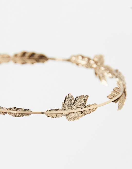ASOS DESIGN - Coroncina con foglie color oro, 2 di 4