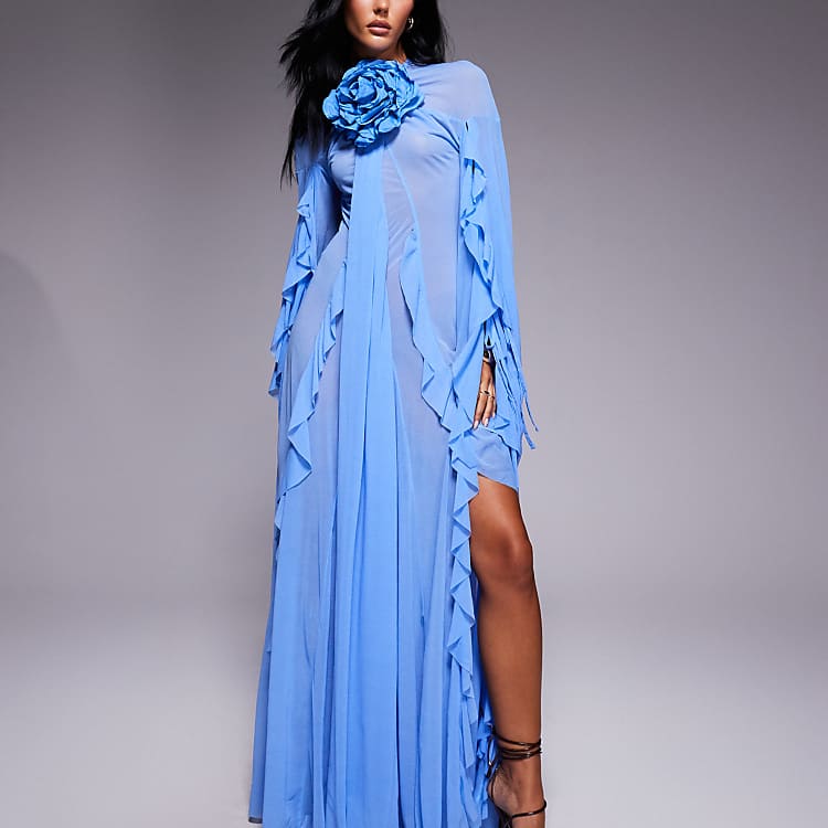 corsage cape maxi dress asos Design - - Women - Polyester/Spandex - XS perfect for making a statement Corsage Cape Maxi Dress Asos