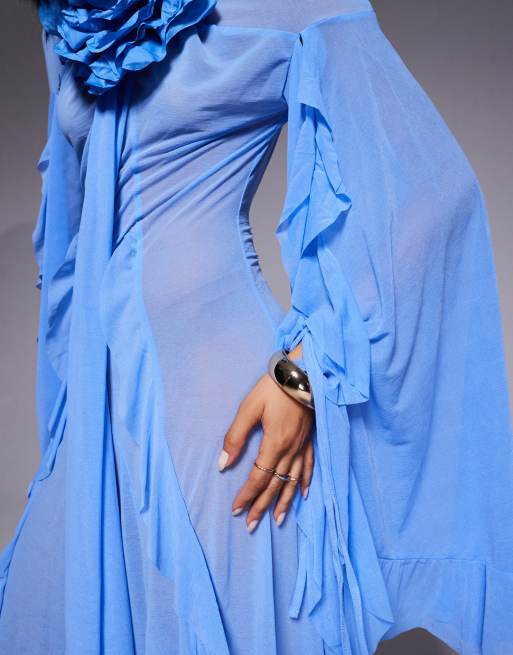 white christmas dresses Ava. Long Sleeve Ruffle Maxi Dress – ELF main image 1
