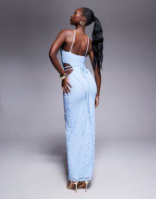 ASOS DESIGN corsage lace maxi dress in blue