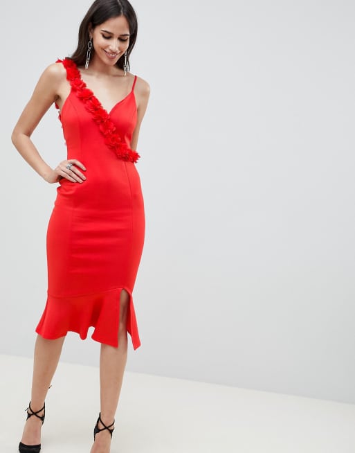 Asos design one shoulder pephem midi bodycon on sale dress