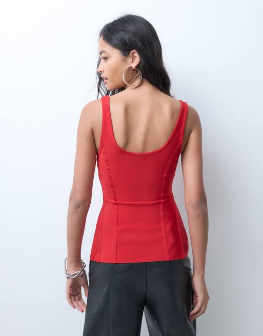 ASOS DESIGN Corsagen-Top mit U-Ausschnitt in Rot, 5 von 5