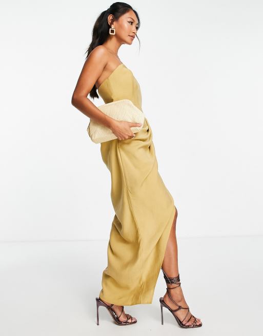 draped skirt corset midi dress Black Satin Corset Draped Midi Dress