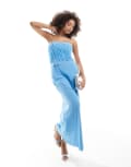 [ASOS DESIGN] ASOS DESIGN corset bandeau raw edge midi dress in soft blue 14 Soft blue