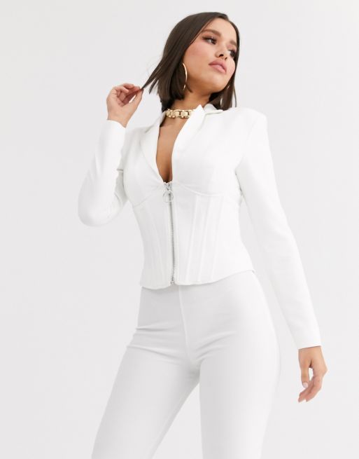 White hotsell corset blazer