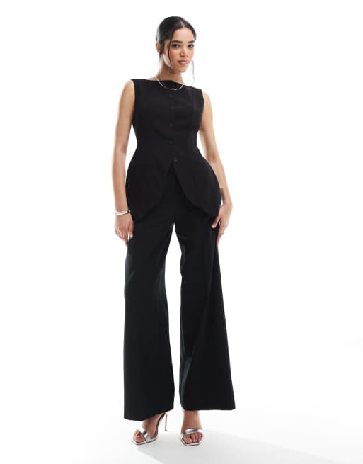 ASOS DESIGN corset boat neck vest in black, 4 of 4