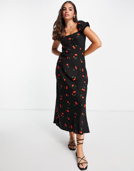 Cherry print best sale midi dress