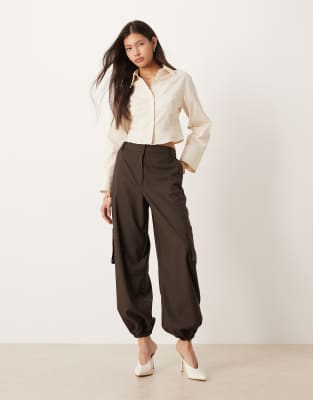 Asos Design Corset Detail Cocoon Sleeve Shirt In White