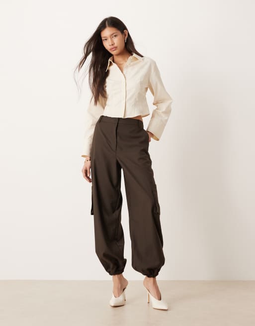 ASOS DESIGN corset detail cocoon sleeve shirt in white