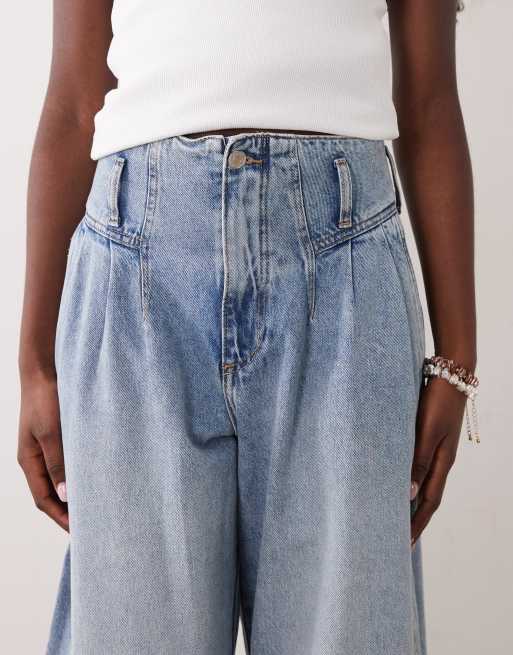 ASOS DESIGN corset detail jeans in acid wash, 4 of 5