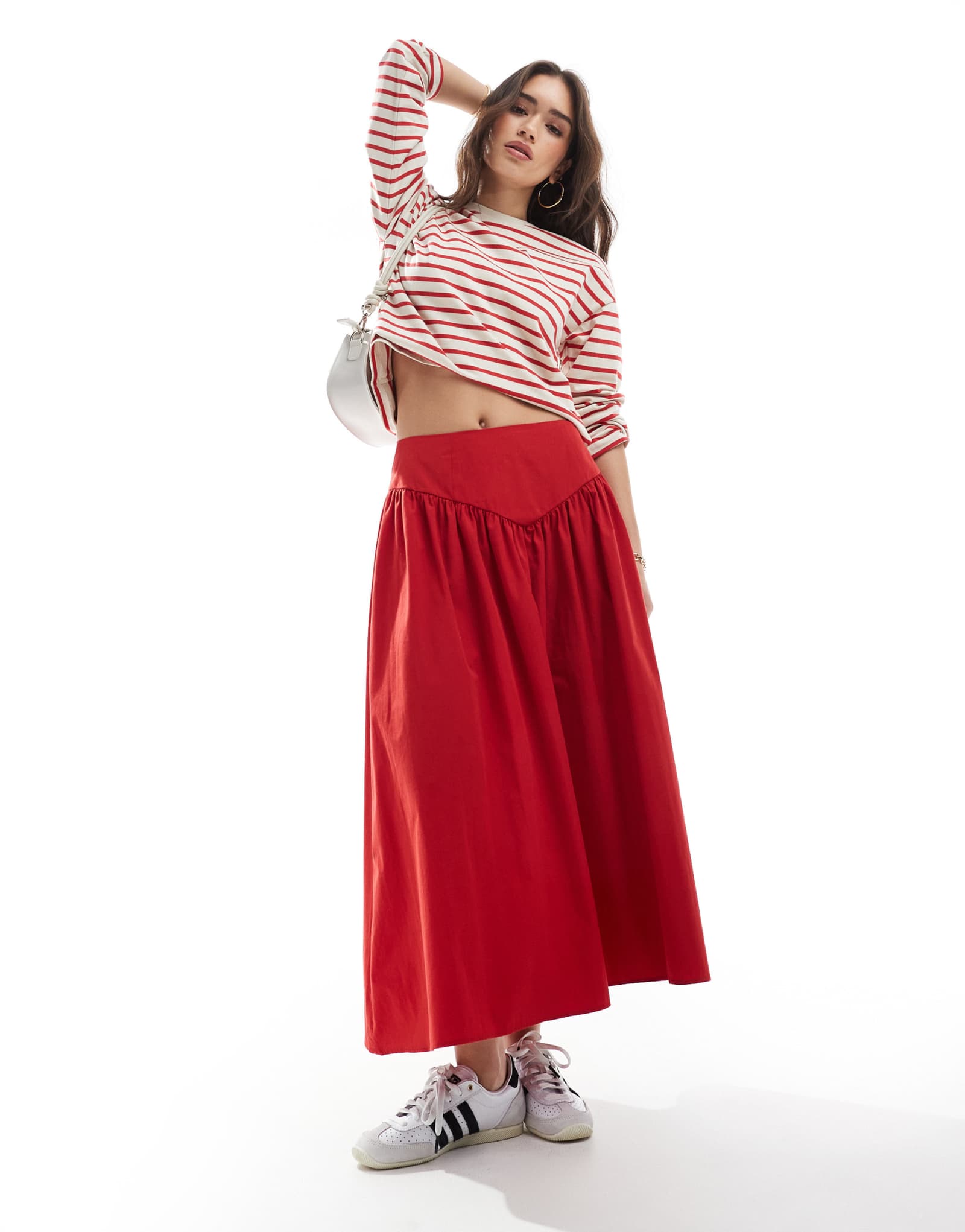 Макси-юбка с дизайнерским корсетом ASOS красного цвета