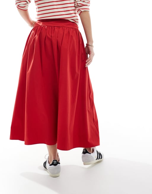 ASOS DESIGN corset detail maxi skirt in red
