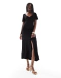 [ASOS DESIGN] ASOS DESIGN corset detail midi tea dress in black 4 BLACK