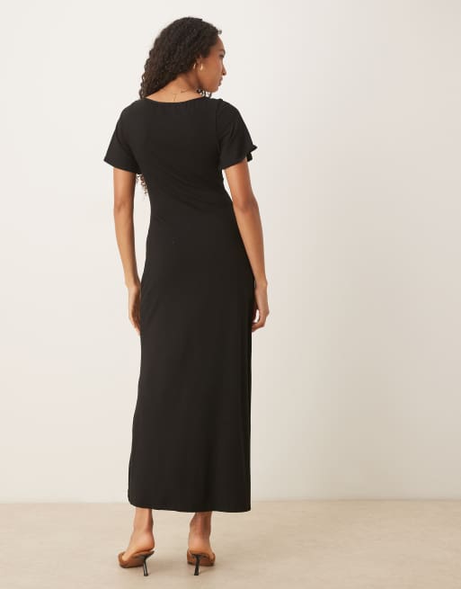 ASOS DESIGN corset detail midi tea dress in black, 3 of 4